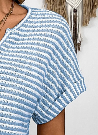 V~Neck Striped Sweater SKY
