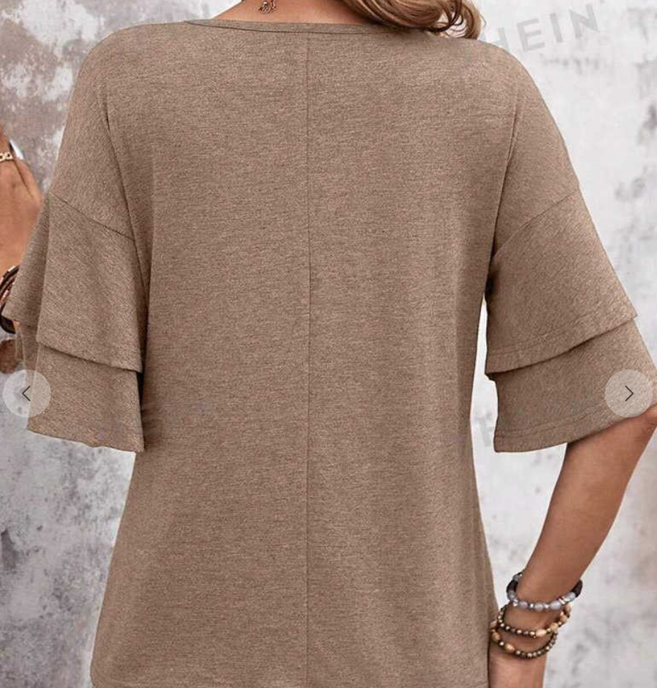 V~Neck Double Layer Sleeve MOCHA
