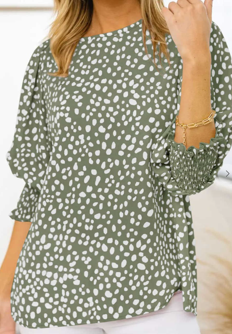 Abstract Puff Sleeve GREEN