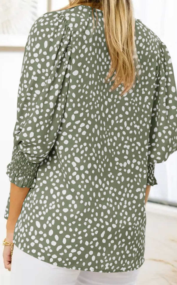 Abstract Puff Sleeve GREEN
