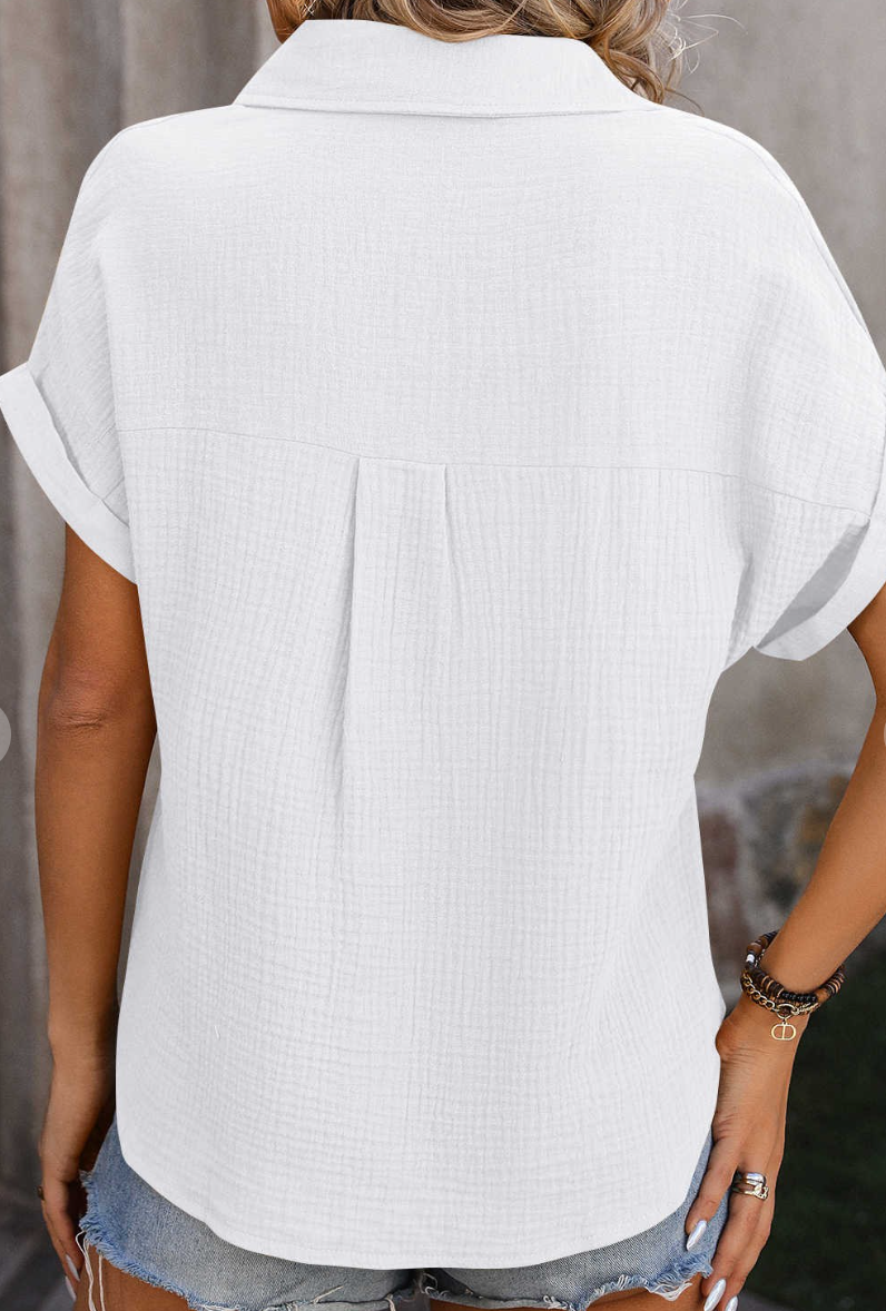 Classic Textured Button Down WHITE
