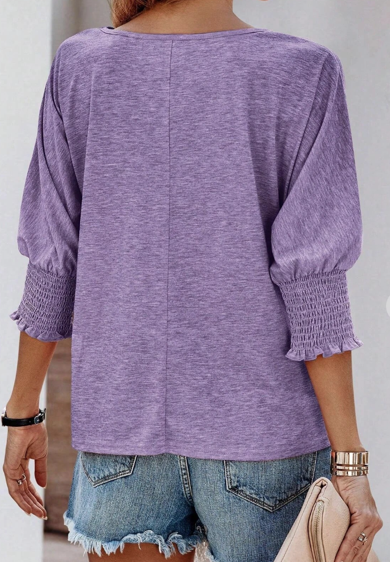 Shirred Cuff Tri Blend PURPLE