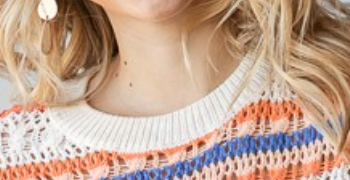 Crochet Stripe Sweater BLUE