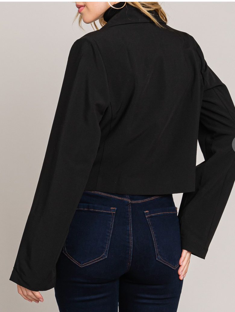 Crop Tencel Tailored Jacket BLACK