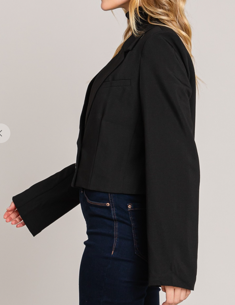 Crop Tencel Tailored Jacket BLACK