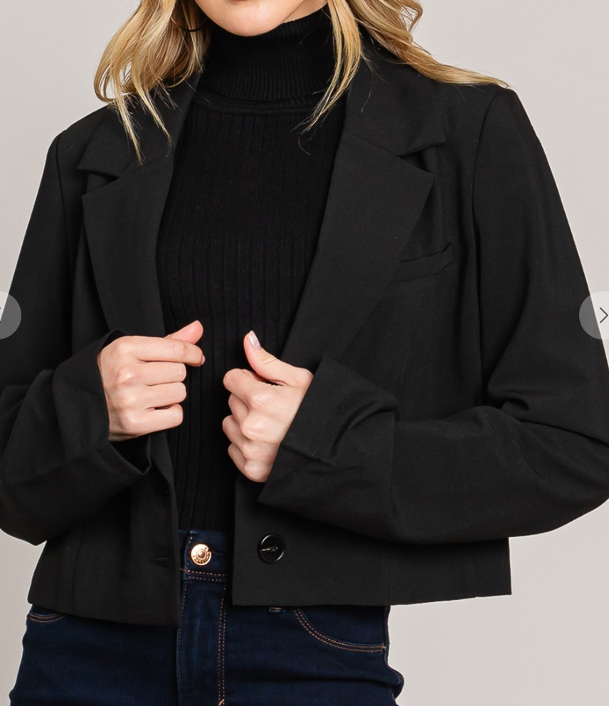 Crop Tencel Tailored Jacket BLACK