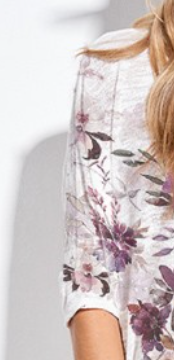 3/4 Floral Print Knit PLUM