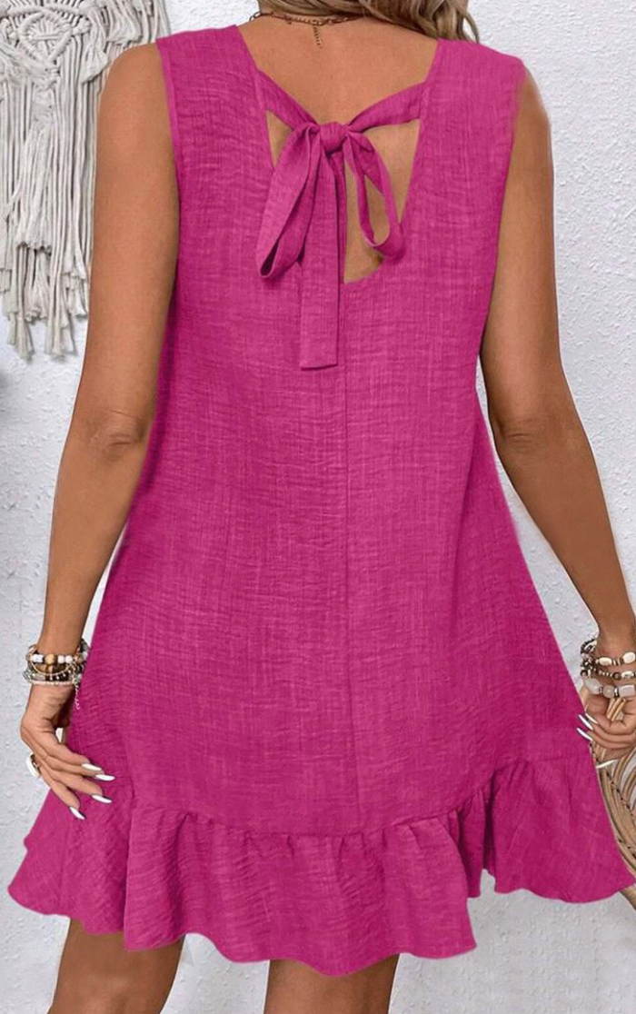 Ruffle Hem Tank Dress FUCHSIA