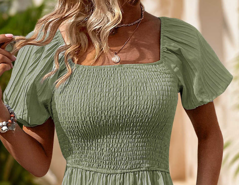 Textured Smocked Romper GREEN