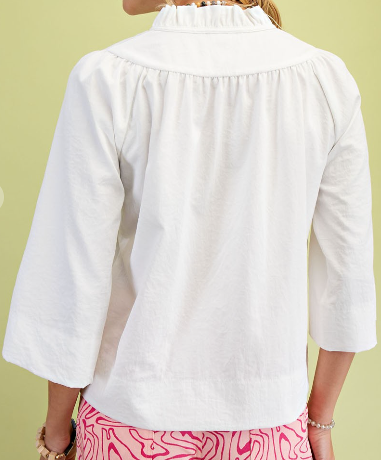 Ruffled Neck Blouse WHITE