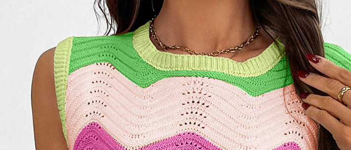 Color Block Wave Sweater GREEN