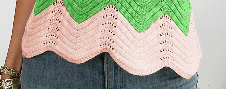 Color Block Wave Sweater GREEN