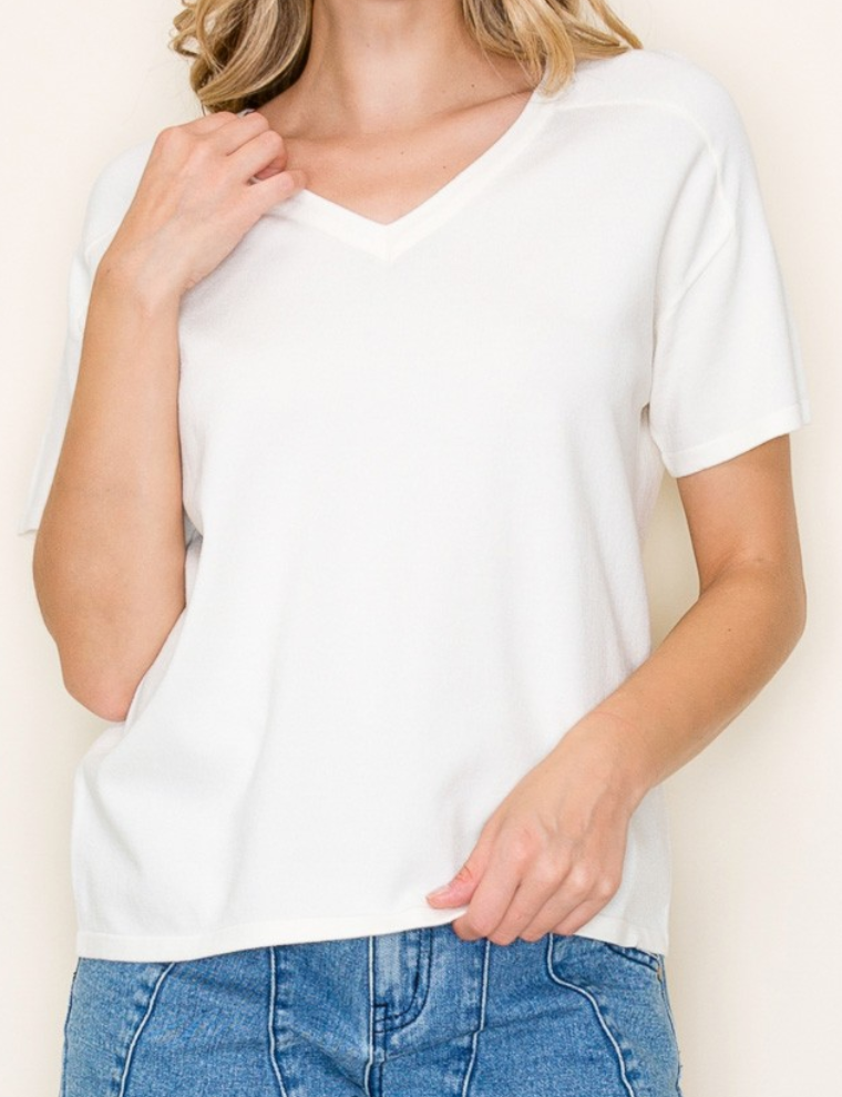 Classic V~Neck Sweater IVORY