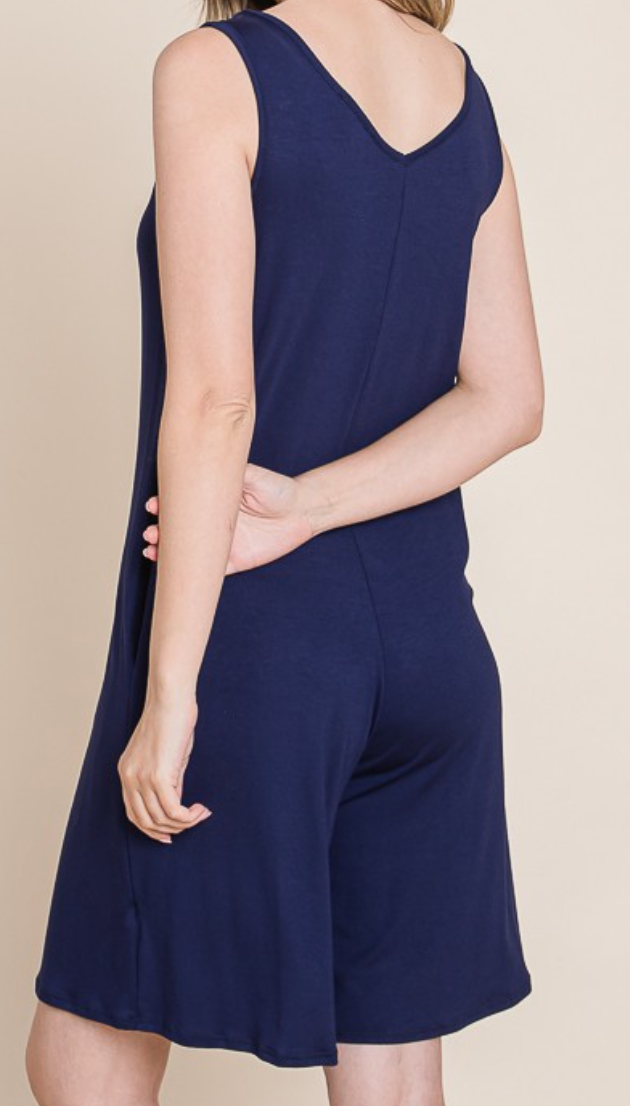 Sleeveless Romper W/ Pockets NAVY