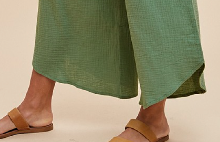 Cotton Gauze Wide Leg Pants SAGE