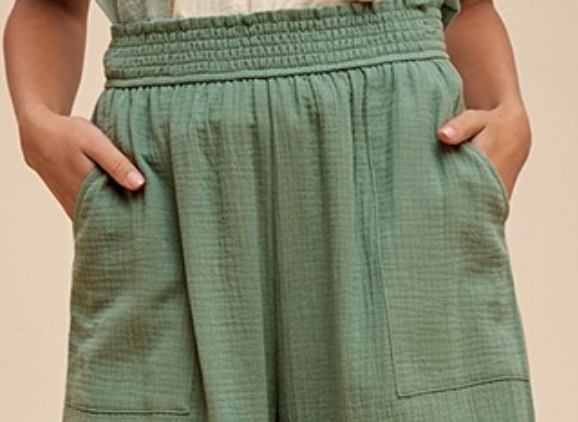 Cotton Gauze Wide Leg Pants SAGE