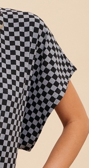 Checkered Dolman Knit BLACK