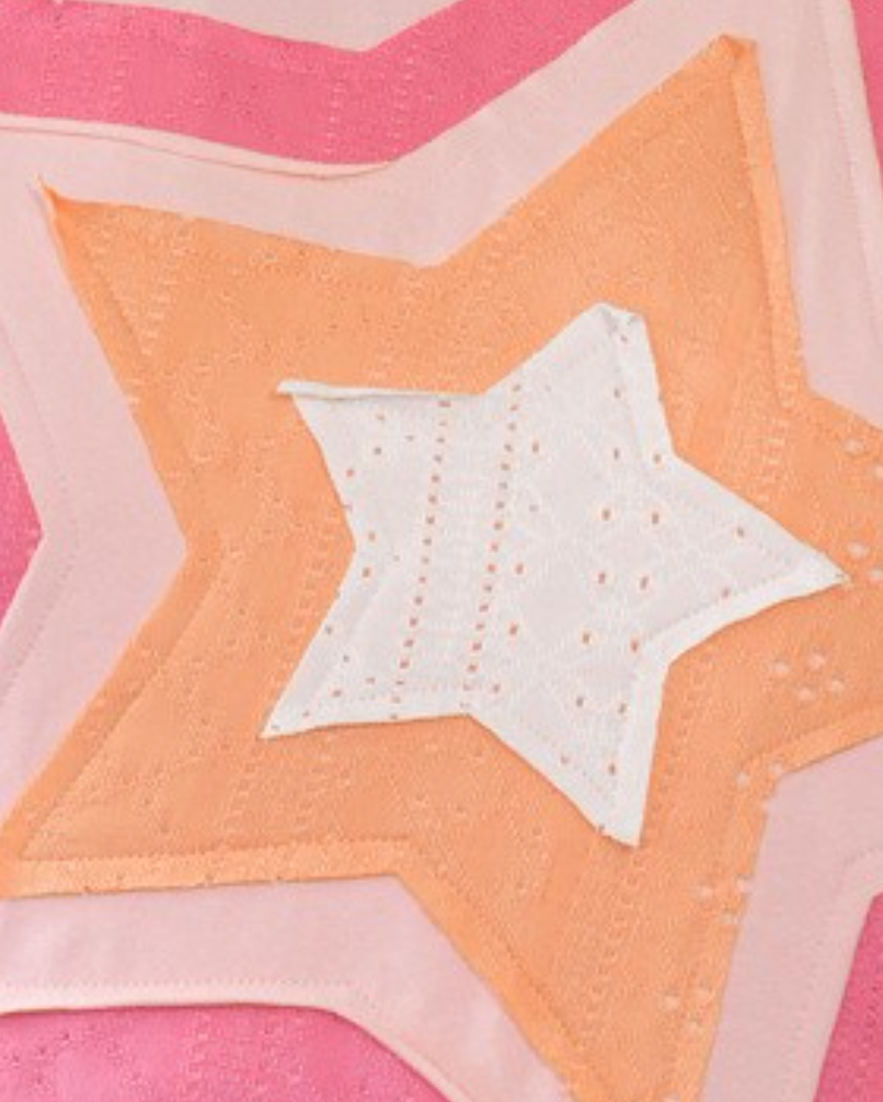 PS Eyelet Lace Star Applique PINK
