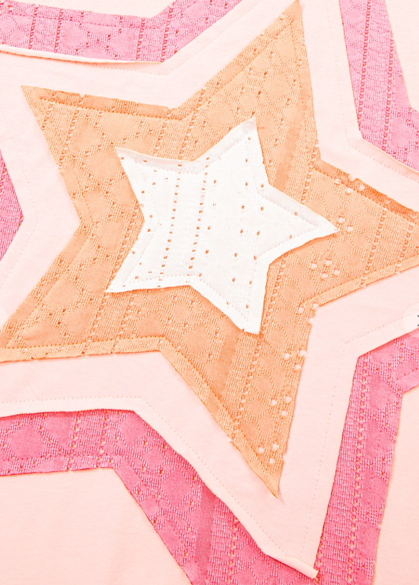 PS Eyelet Lace Star Applique PINK