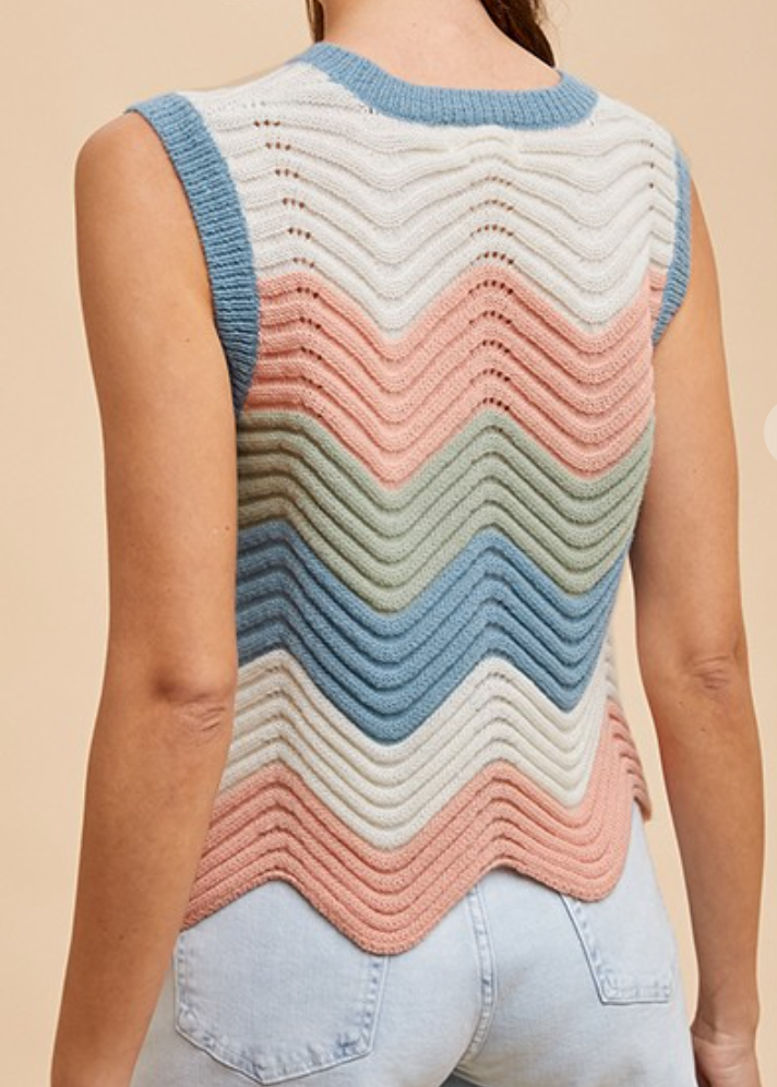 Wave Pointelle Sweater Tank APRICOT