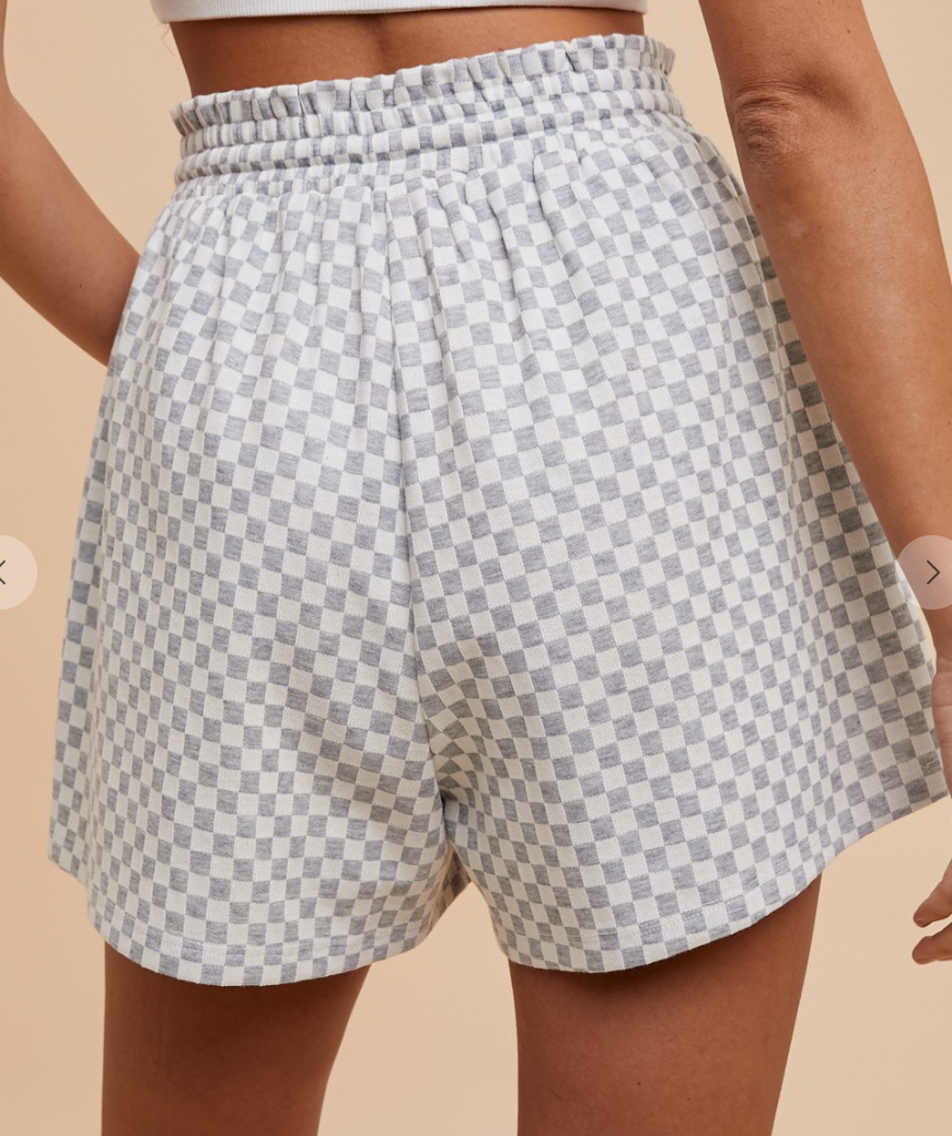 Checkered Knit Shorts GRAY
