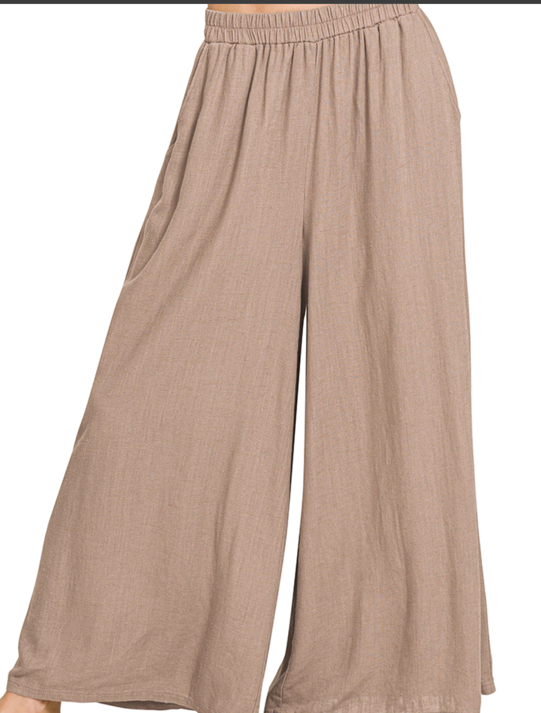 Linen Blend Wide Leg Pants COCOA 24.5"