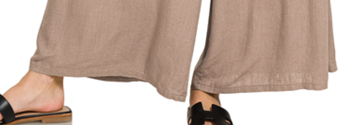 Linen Blend Wide Leg Pants COCOA 24.5"