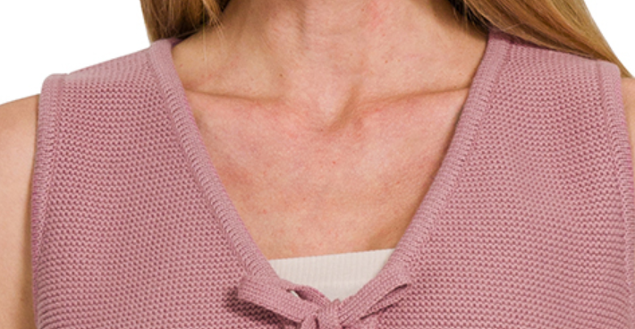 Tie Front Sweater Vest BLUSH