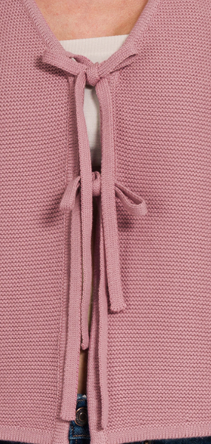 Tie Front Sweater Vest BLUSH