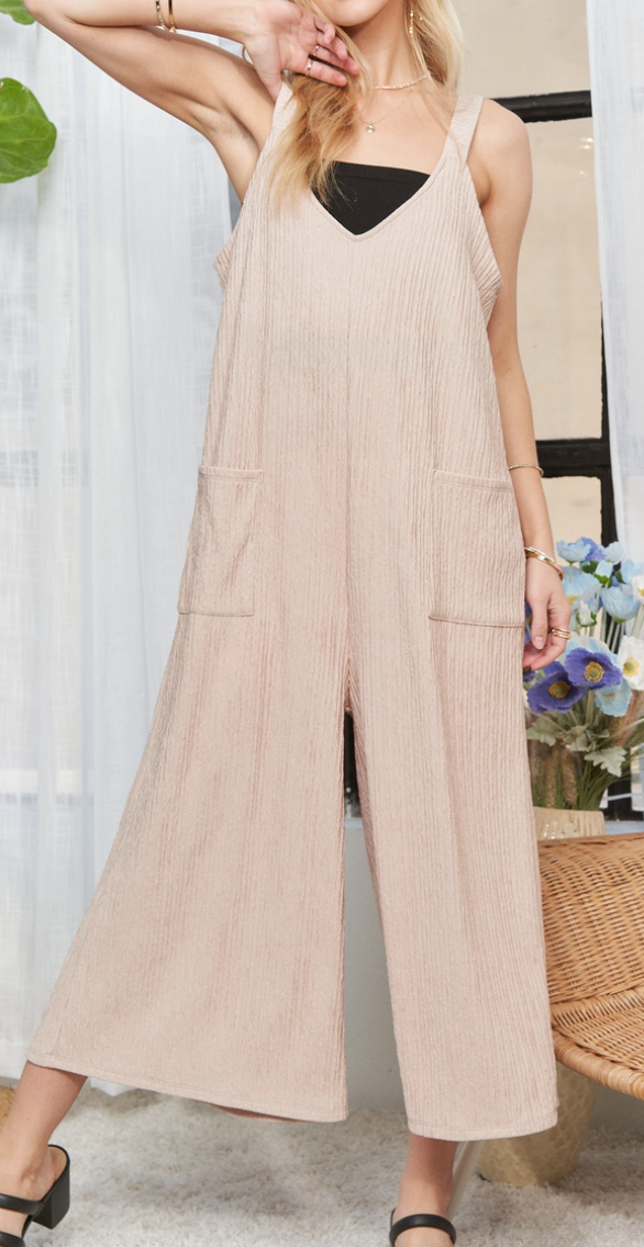 Crinkle Jumper Wide Leg SAND