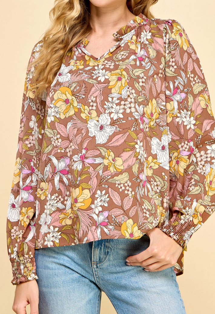 Floral W/ Smocked Sleeves SIENNA