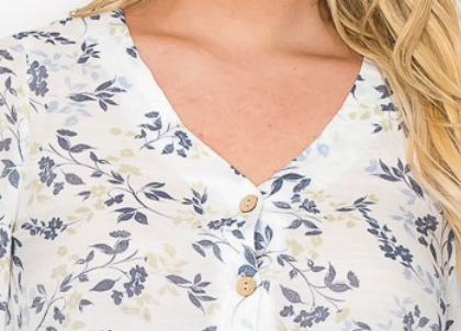 Gauze Floral Ruffle Sleeve WHITE