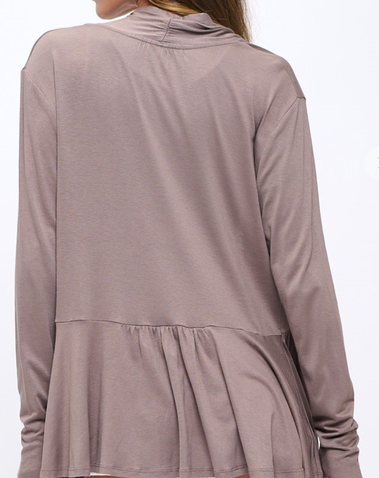 High Low Ruffle Cardigan MOCHA