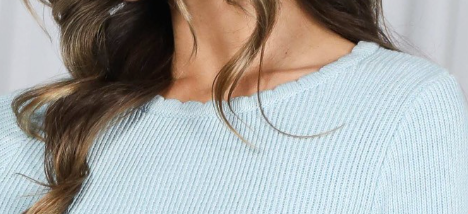 3/4 Sleeve Textured Sweater ICE BLUE