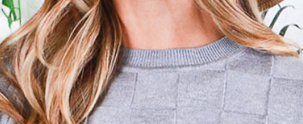 Checkered Short Sleeve Sweater GRAY