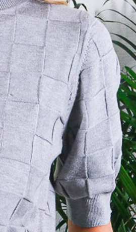 Checkered Short Sleeve Sweater GRAY