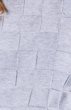 Checkered Short Sleeve Sweater GRAY