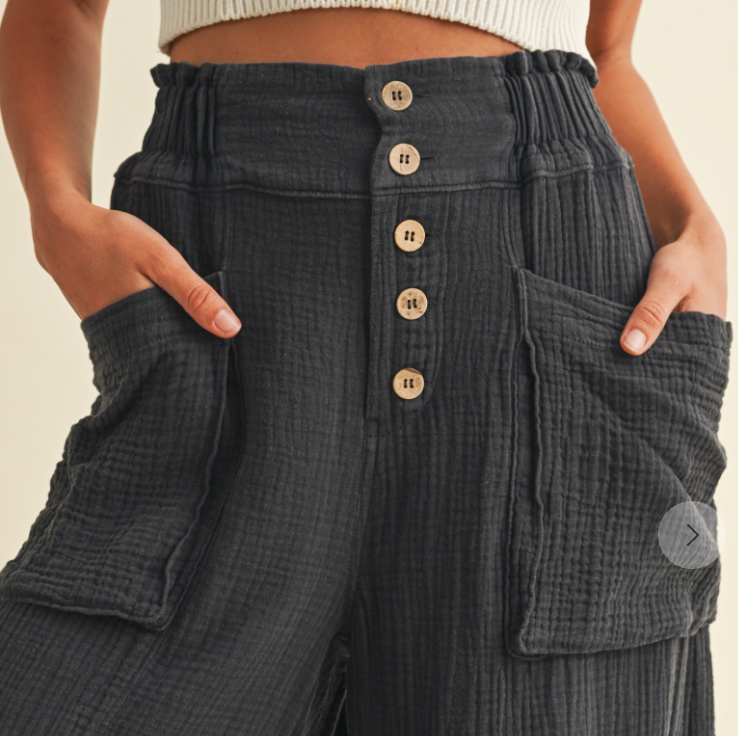 Mineral Wash Fray Boho Pant VINTAGE CHARCOAL