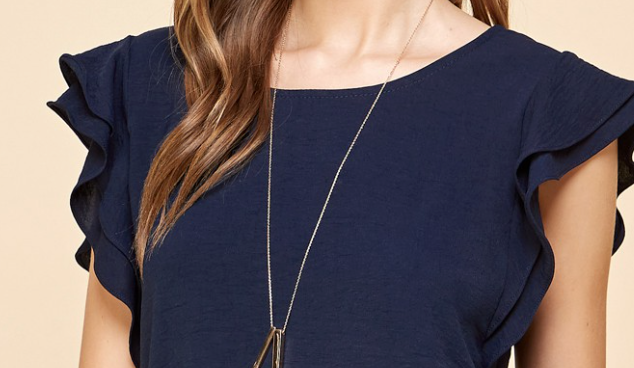 Wendy Ruffled Sleeve NAVY