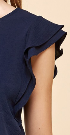 Wendy Ruffled Sleeve NAVY