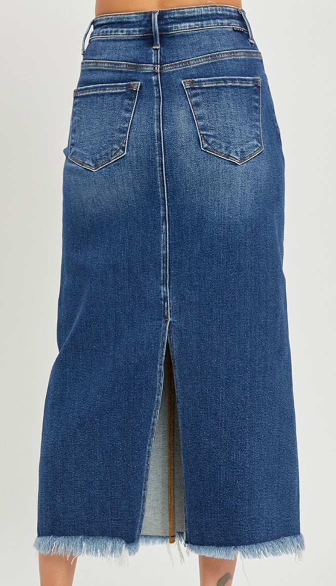 RISEN Frayed Long Pencil Skirt 34.5"