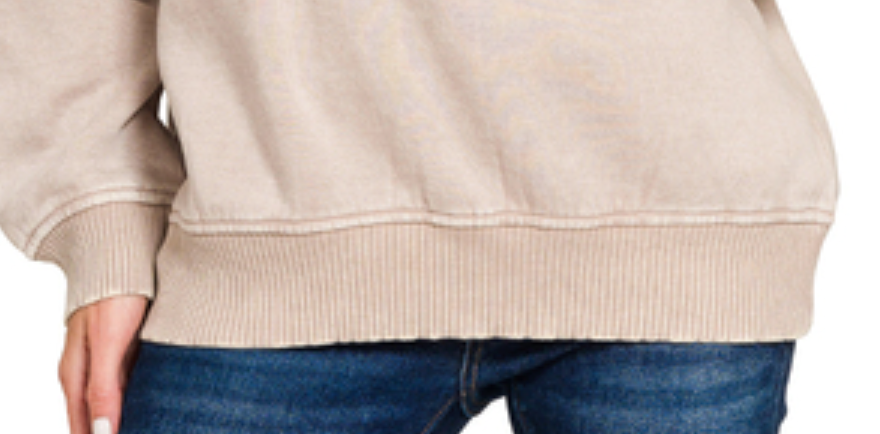 1/4 Zip Acid Wash Pullover MOCHA