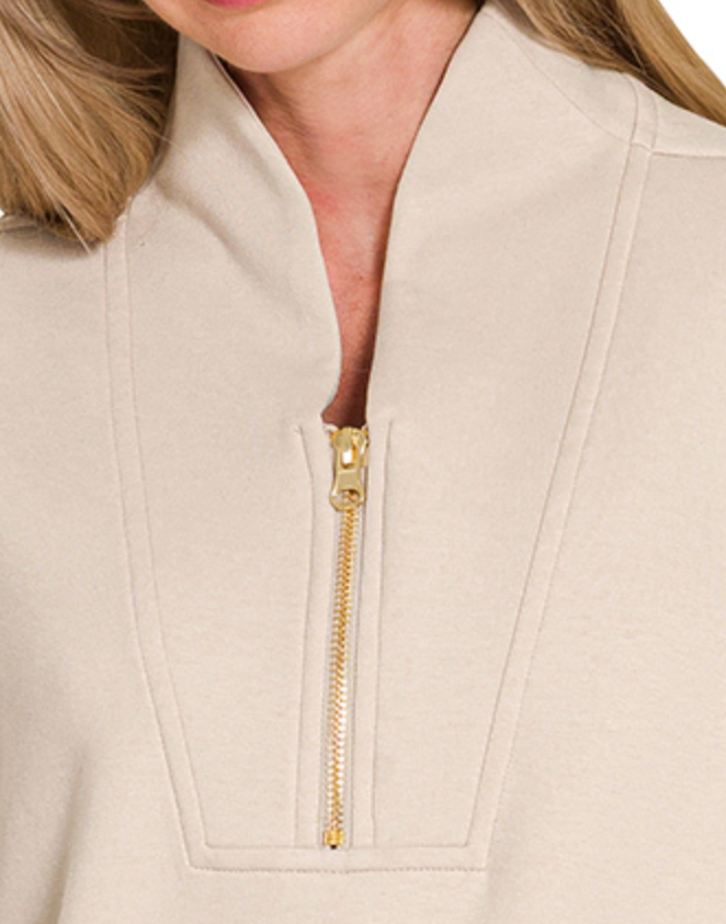 1/4 Zip Scuba Pullover SAND
