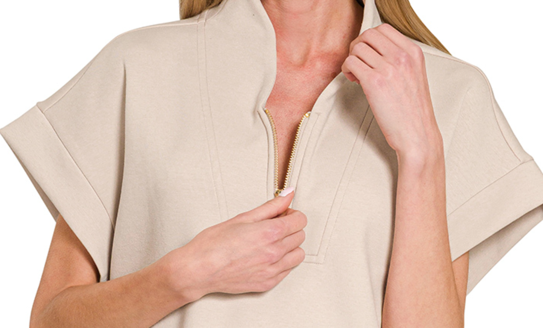 1/4 Zip Scuba Pullover SAND