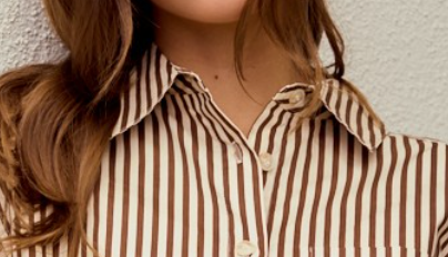 Stripes Raglan Puff Sleeves BROWN