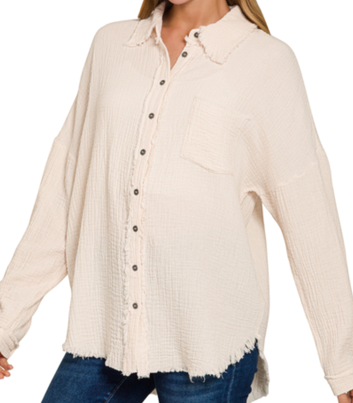 Gauze Oversized Raw Edge SAND