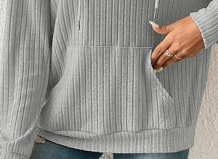 Trudi RIbbed Knit Hoodie GRAY
