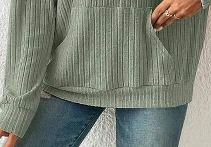 Trudi RIbbed Knit Hoodie SAGE