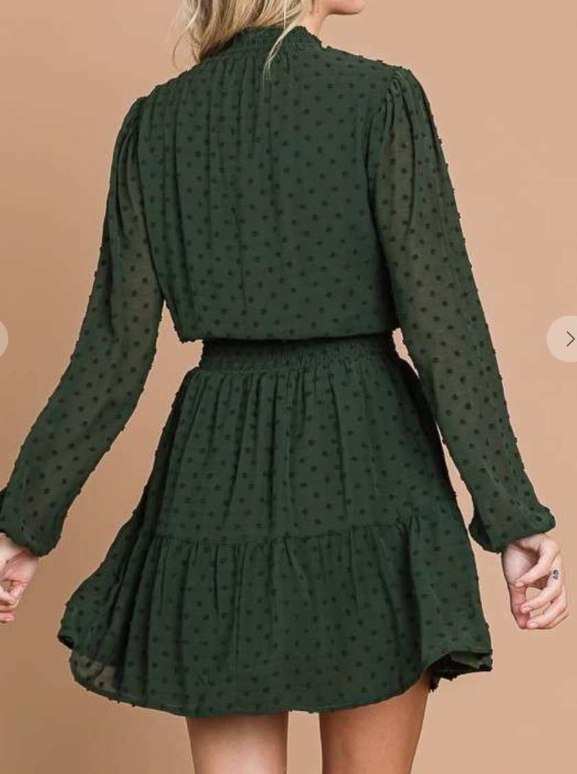 Smock Neck Midi Dress OLIVE