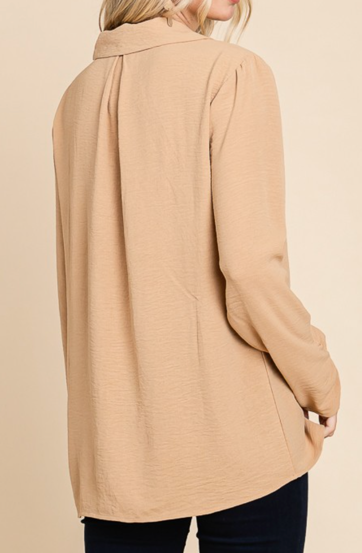 PS Collar & Ruching Blouse LATTE